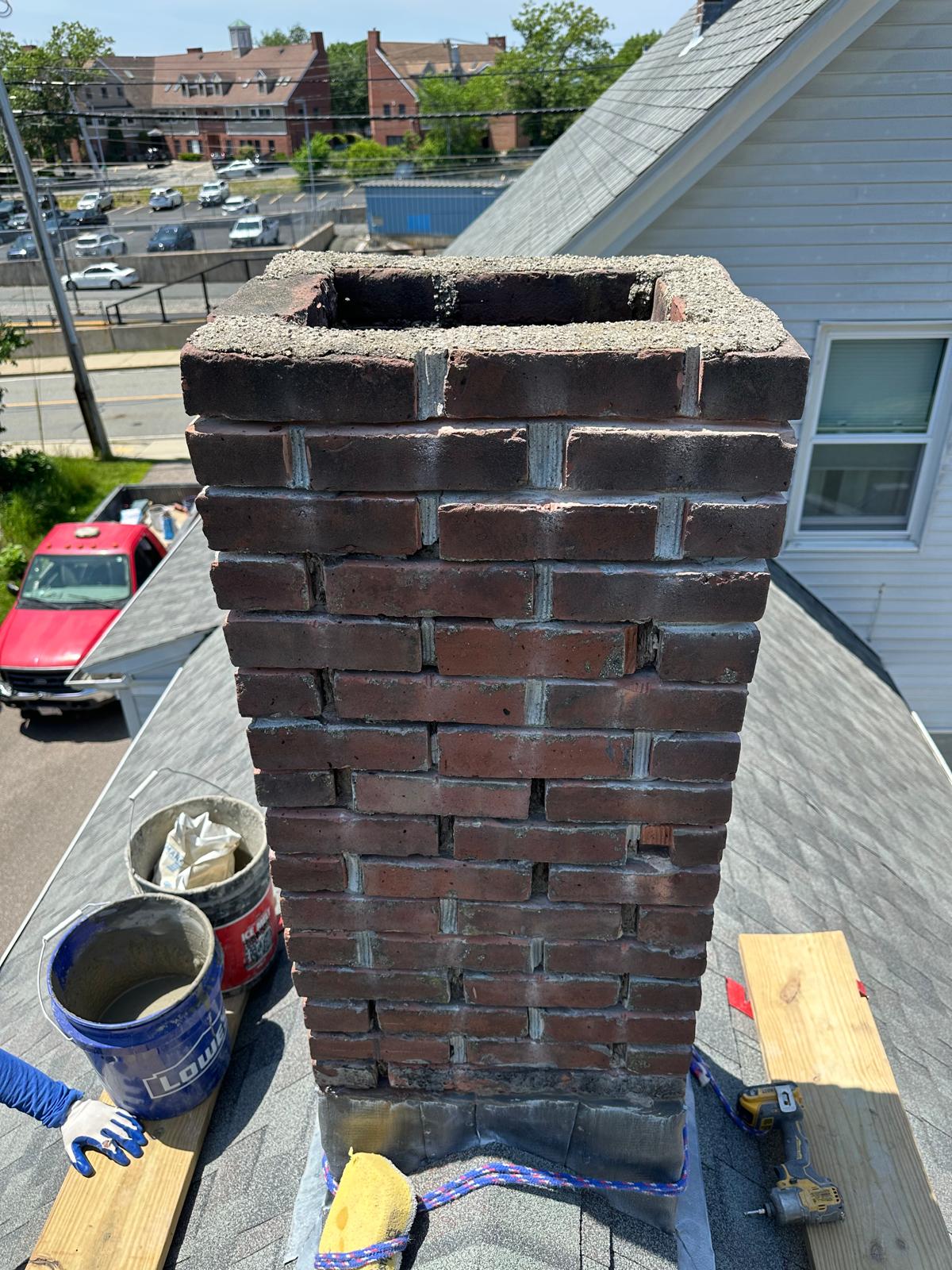 Before Chimney in Revere, MA - Chimney Repointing & Restoration